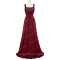 Kate Kasin Full-Length Spaghetti Straps Sequined Chiffon Wine Red Evening Dress KK000098-1